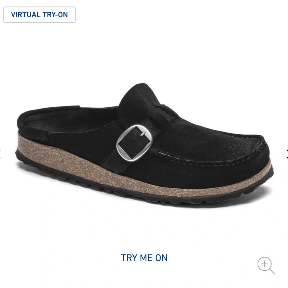Women’s Birkenstock Buckley suede leather black mules loafers size 6 NWT - Picture 3 of 8